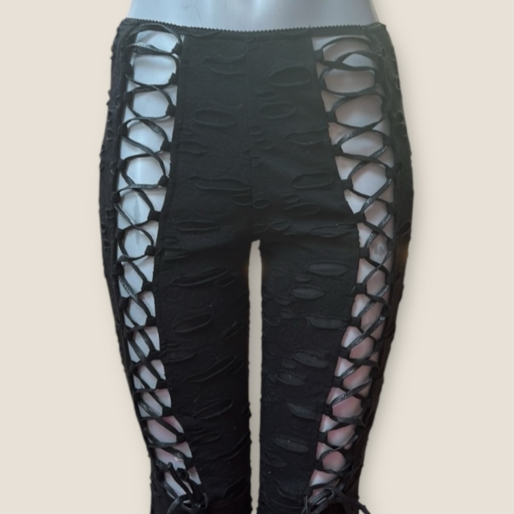 Dolls Kill Beyond the Woods Flare Black Pants NEW